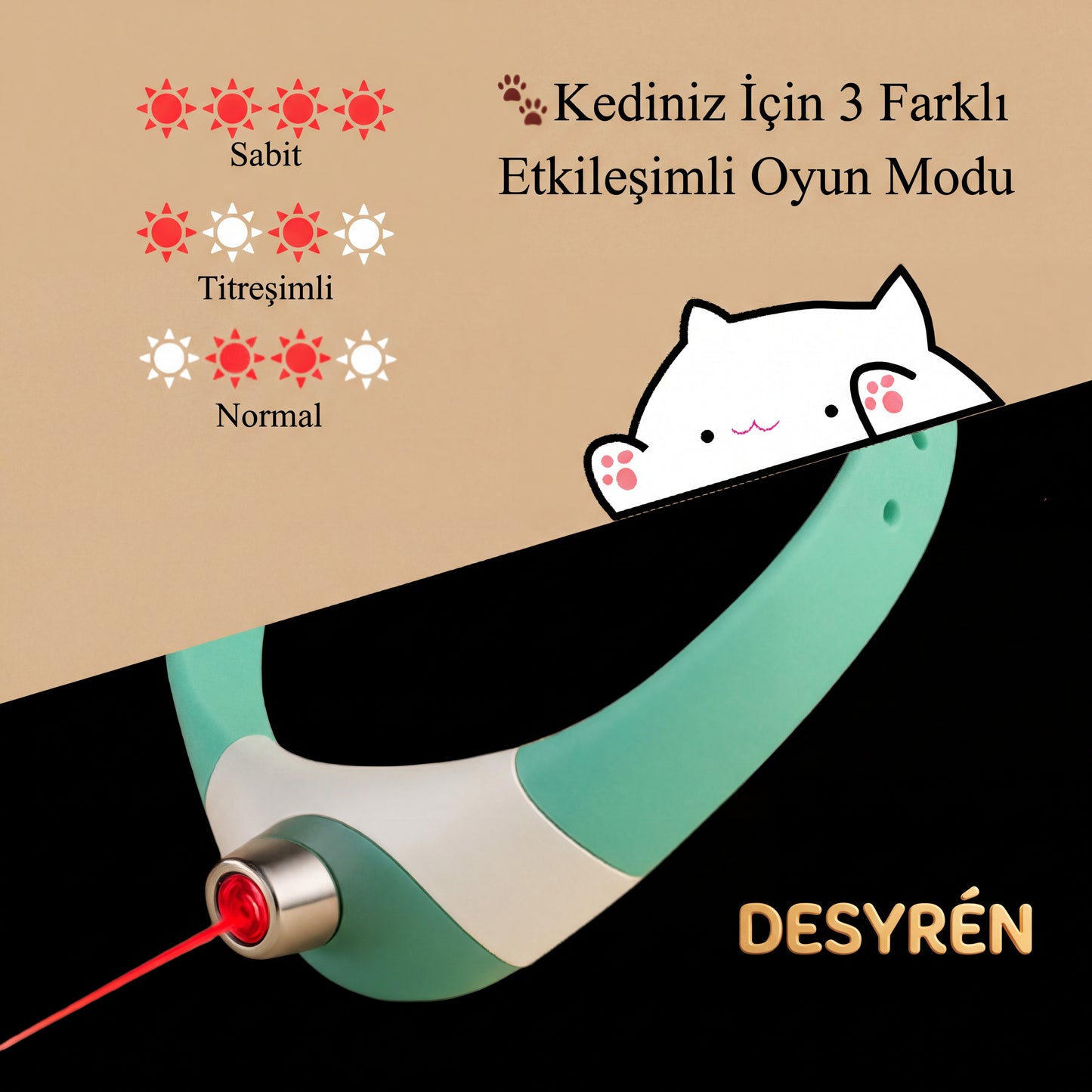 DESYRÉN PlayCat™ – Akıllı Lazerli Kedi Oyun Tasması