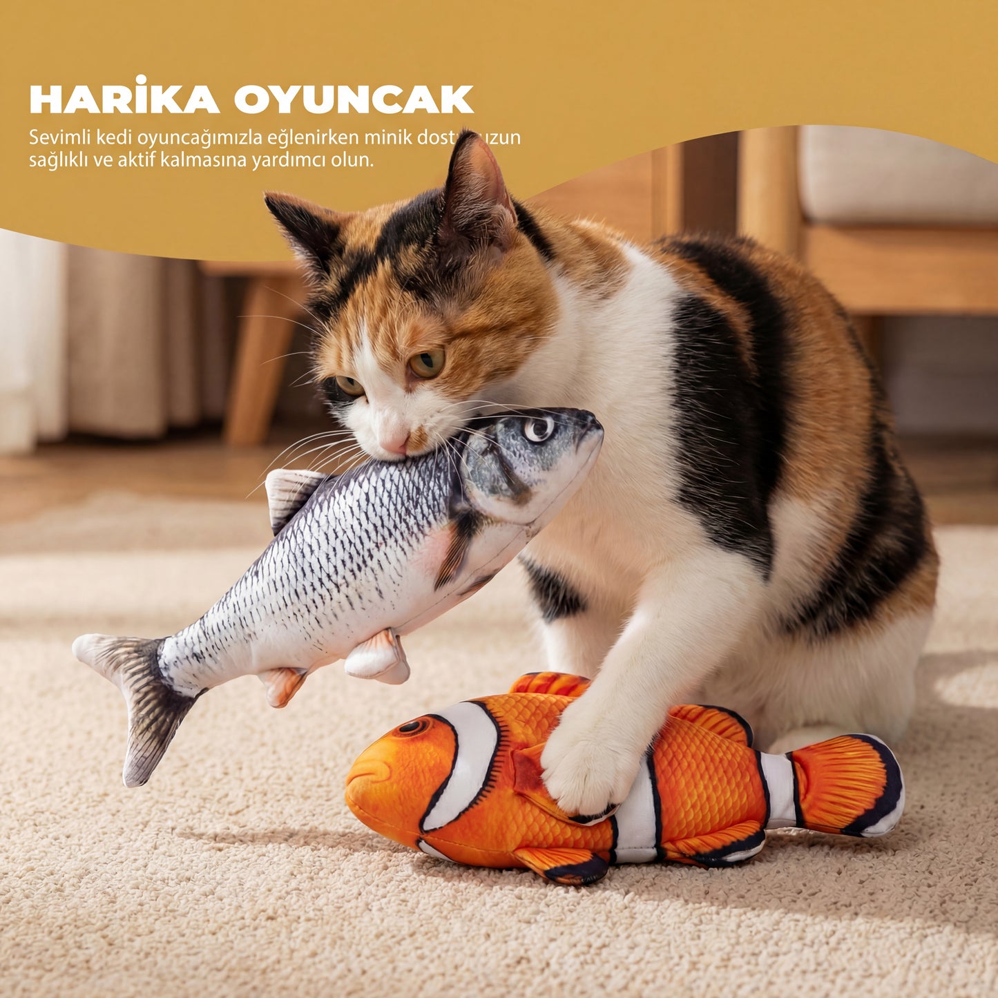 DESYRÉN Premium Hareketli Naneli Balık Oyuncağı